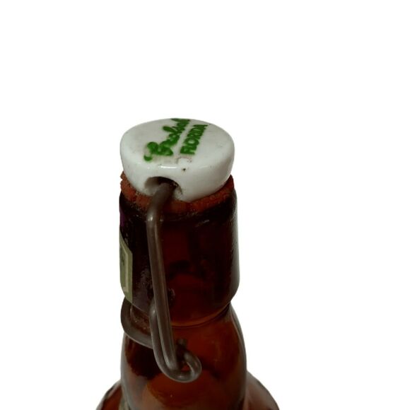 Vintage Grolsch Brown Glass Beer Bottle Porcelain Swing Top Rustic Bar Decor - Picture 6 of 11